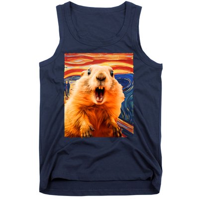 Funny Groundhog Day The Scream Painting Tank Top