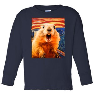 Funny Groundhog Day The Scream Painting Toddler Long Sleeve Shirt