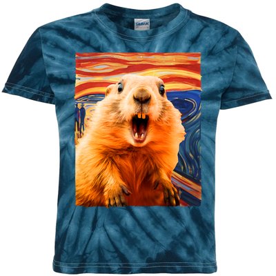 Funny Groundhog Day The Scream Painting Kids Tie-Dye T-Shirt