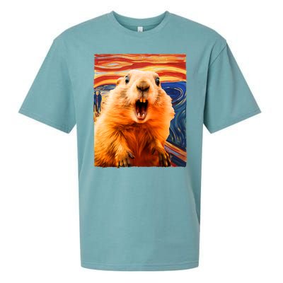 Funny Groundhog Day The Scream Painting Sueded Cloud Jersey T-Shirt