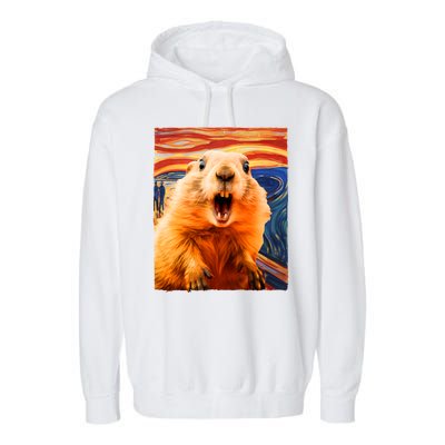 Funny Groundhog Day The Scream Painting Garment-Dyed Fleece Hoodie