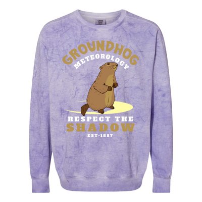 Funny Groundhog Day Respect The Shadow Cool Gift Colorblast Crewneck Sweatshirt