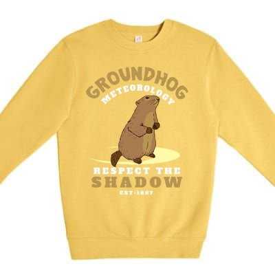 Funny Groundhog Day Respect The Shadow Cool Gift Premium Crewneck Sweatshirt