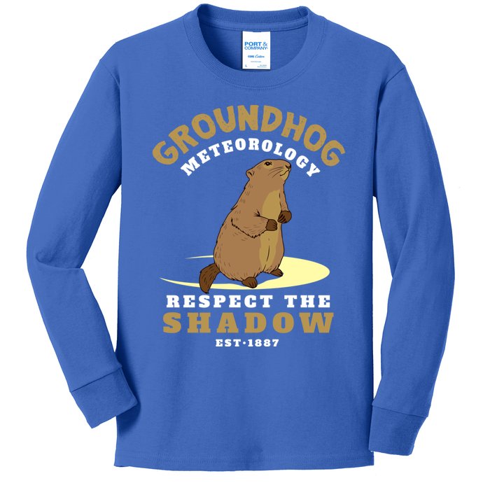 Funny Groundhog Day Respect The Shadow Cool Gift Kids Long Sleeve Shirt