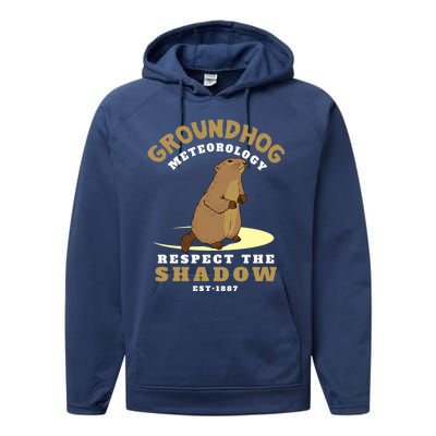 Funny Groundhog Day Respect The Shadow Cool Gift Performance Fleece Hoodie