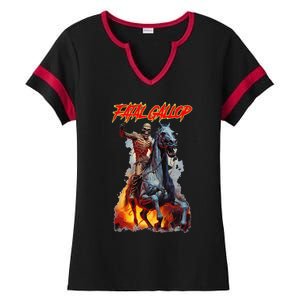 Fatal Gallop Diabolic Fear Black Horror Evil Monster Terror Ladies Halftime Notch Neck Tee