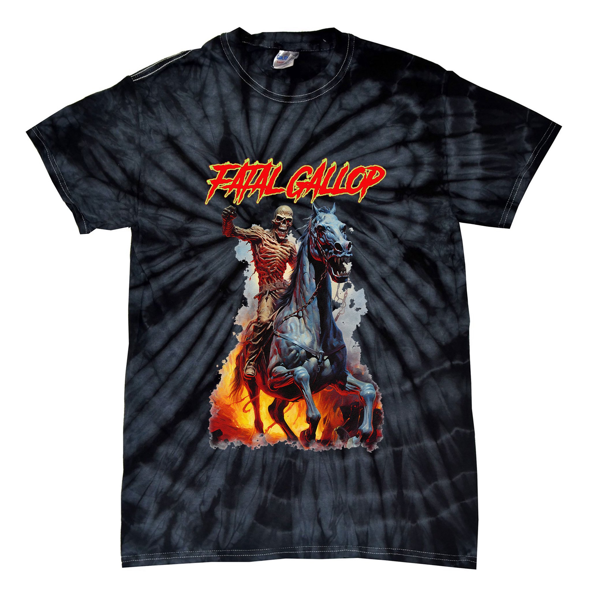 Fatal Gallop Diabolic Fear Black Horror Evil Monster Terror Tie-Dye T-Shirt