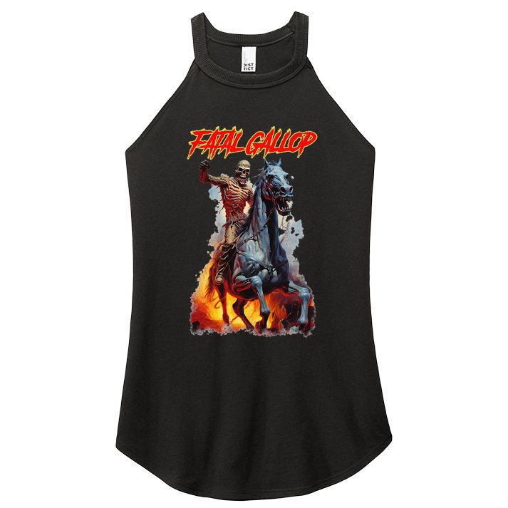 Fatal Gallop Diabolic Fear Black Horror Evil Monster Terror Women's Perfect Tri Rocker Tank