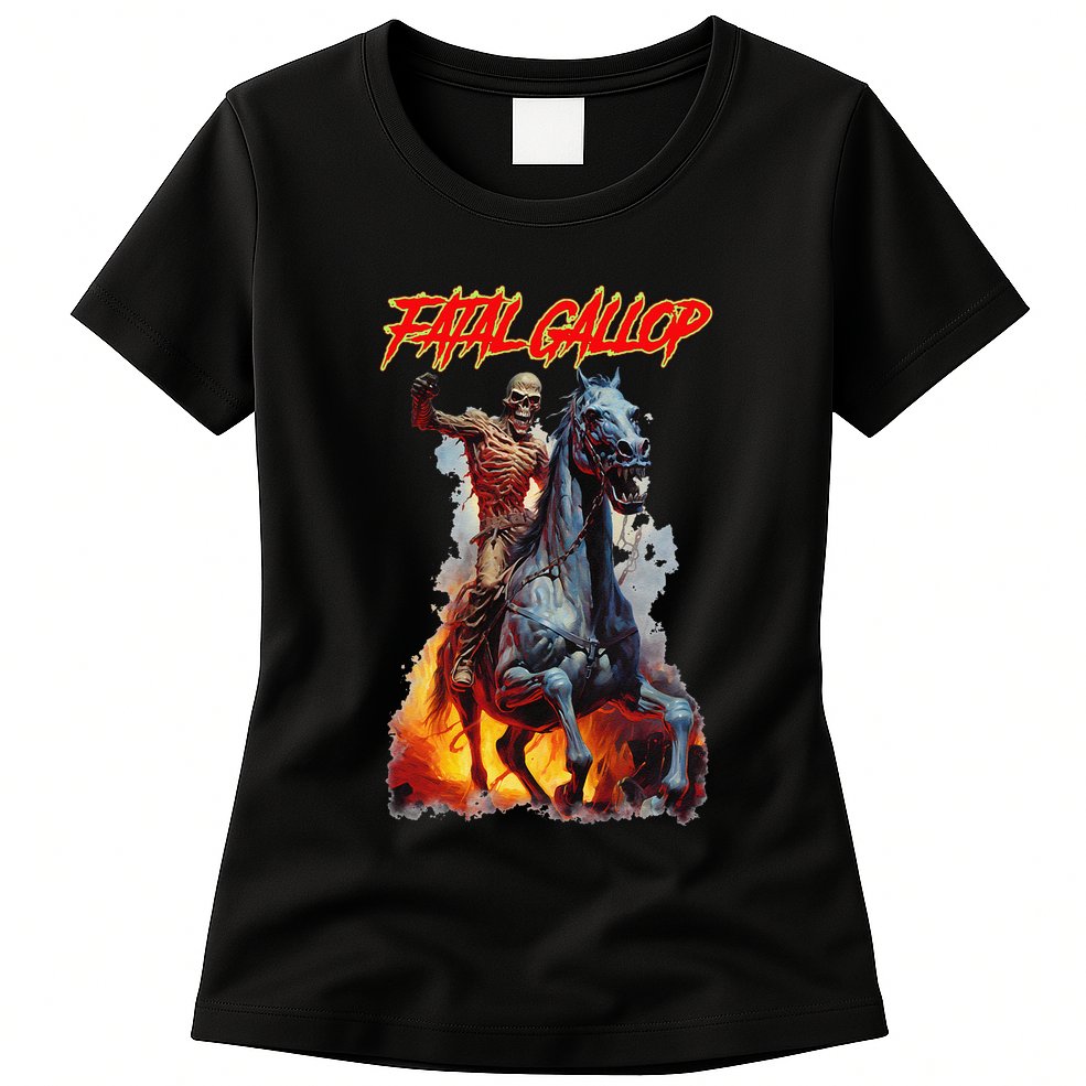 Fatal Gallop Diabolic Fear Black Horror Evil Monster Terror Womens T-Shirt
