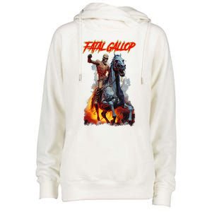 Fatal Gallop Diabolic Fear Black Horror Evil Monster Terror Womens Funnel Neck Pullover Hood