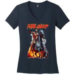 Fatal Gallop Diabolic Fear Black Horror Evil Monster Terror Women's V-Neck T-Shirt