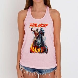 Fatal Gallop Diabolic Fear Black Horror Evil Monster Terror Women's Knotted Racerback Tank