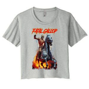 Fatal Gallop Diabolic Fear Black Horror Evil Monster Terror Women's Crop Top Tee