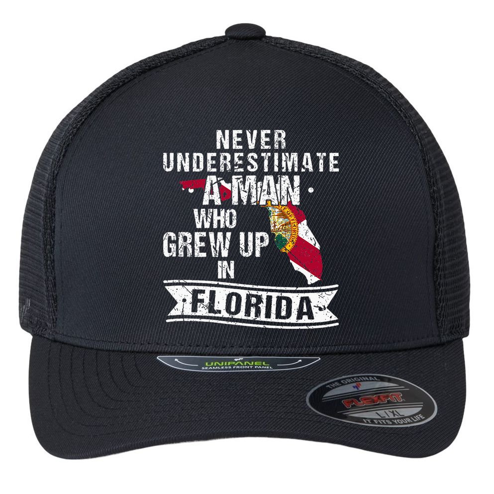 Flo Grown Design For Native Florida Flexfit Unipanel Trucker Cap