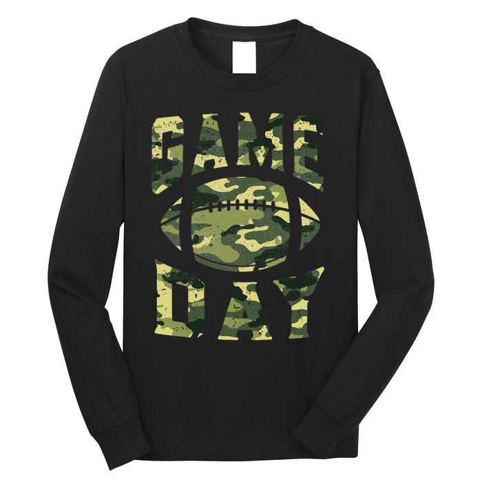 Football Game Day Camo Flag Patriotic Usa Camouflage Long Sleeve Shirt