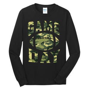 Football Game Day Camo Flag Patriotic Usa Camouflage Tall Long Sleeve T-Shirt