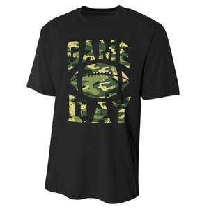 Football Game Day Camo Flag Patriotic Usa Camouflage Performance Sprint T-Shirt