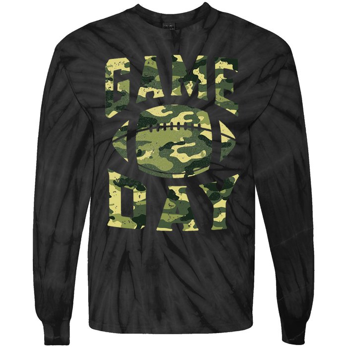 Football Game Day Camo Flag Patriotic Usa Camouflage Tie-Dye Long Sleeve Shirt