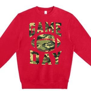 Football Game Day Camo Flag Patriotic Usa Camouflage Premium Crewneck Sweatshirt