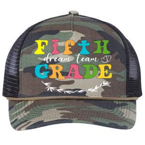 Fifth Grade Dream Team Teacher Students Back To School Retro Rope Trucker Hat Cap