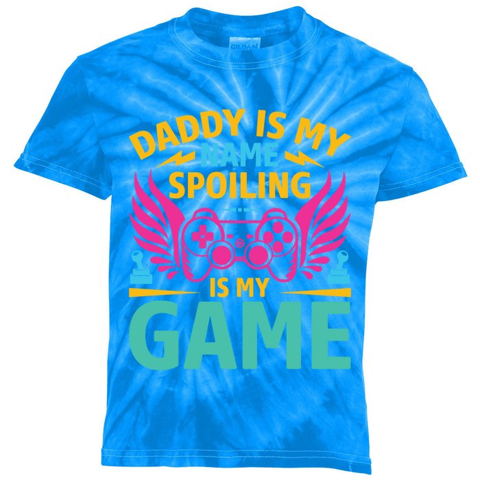 Funny Gaming Daddy Is My Name Spoiling Is My Game Gamer Gift Kids Tie-Dye T-Shirt