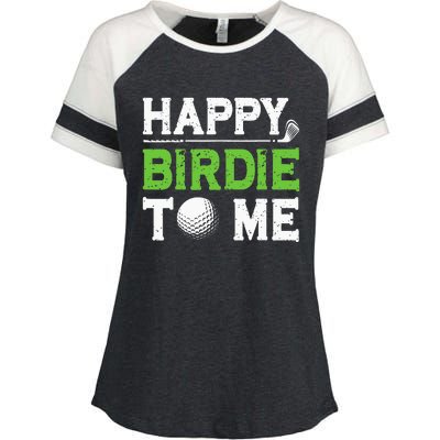 Funny Golf Dad Saying Happy Birdie To Me Cool Fathers Day Enza Ladies Jersey Colorblock Tee