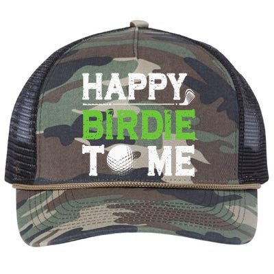 Funny Golf Dad Saying Happy Birdie To Me Cool Fathers Day Retro Rope Trucker Hat Cap