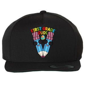 First Grade Dude First Day Of School First Grade Gift Wool Snapback Cap