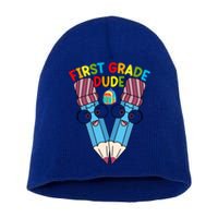 First Grade Dude First Day Of School First Grade Gift Short Acrylic Beanie