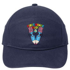 First Grade Dude First Day Of School First Grade Gift 7-Panel Snapback Hat