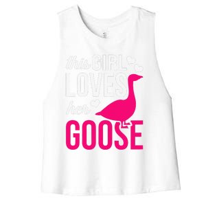 Funny Goose Design This Girl Loves Her Goose Women's Racerback Cropped Tank