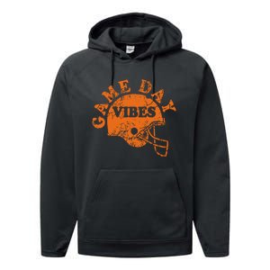 Football Game Day Vibes Orange Helmet Performance Fleece Hoodie