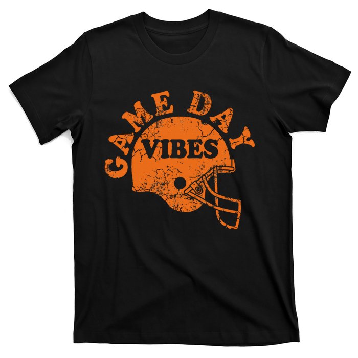 Football Game Day Vibes Orange Helmet T-Shirt