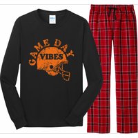 Football Game Day Vibes Orange Helmet Long Sleeve Pajama Set