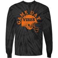 Football Game Day Vibes Orange Helmet Tie-Dye Long Sleeve Shirt