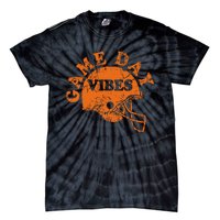 Football Game Day Vibes Orange Helmet Tie-Dye T-Shirt