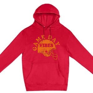 Football Game Day Vibes Orange Helmet Premium Pullover Hoodie