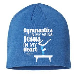 Funny Gymnastics Design For Gymnast Jesus Lovers Sustainable Beanie