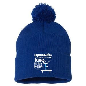 Funny Gymnastics Design For Gymnast Jesus Lovers Pom Pom 12in Knit Beanie