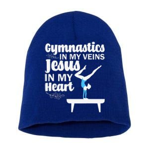 Funny Gymnastics Design For Gymnast Jesus Lovers Short Acrylic Beanie