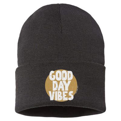 Fun Good Day Vibes Feel Good Design Positive Message Sustainable Knit Beanie
