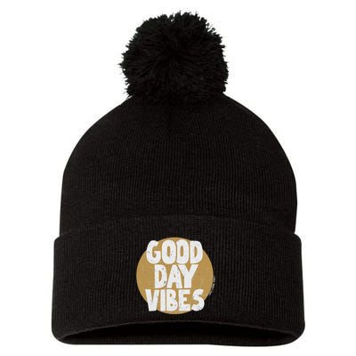 Fun Good Day Vibes Feel Good Design Positive Message Pom Pom 12in Knit Beanie