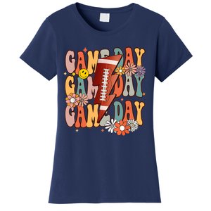 Funny Game Day American Football Retro Season Groovy Women's T-Shirt