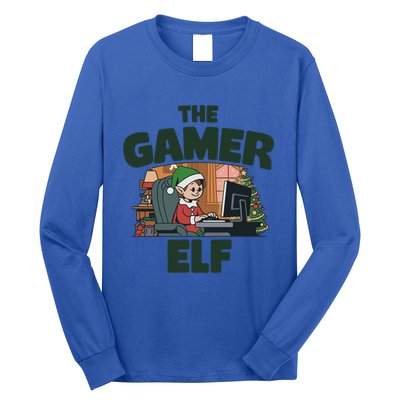 Funny Gamer Elf Christmas Video Love Gaming Holiday Gamers Gift Long Sleeve Shirt