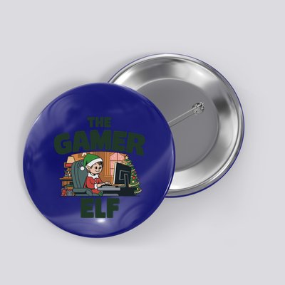 Funny Gamer Elf Christmas Video Love Gaming Holiday Gamers Gift Button