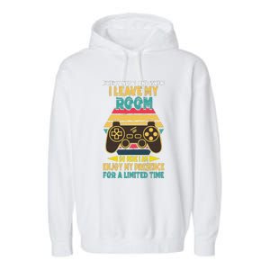 Funny Gamer Every Now And Then I Leave My Room Garment-Dyed Fleece Hoodie