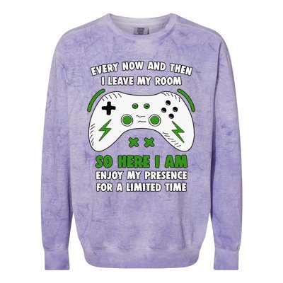 Funny Gamer Every Now And Then I Leave My Room Gaming Colorblast Crewneck Sweatshirt