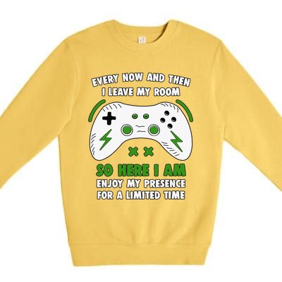 Funny Gamer Every Now And Then I Leave My Room Gaming Premium Crewneck Sweatshirt