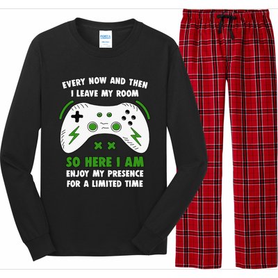 Funny Gamer Every Now And Then I Leave My Room Gaming Long Sleeve Pajama Set