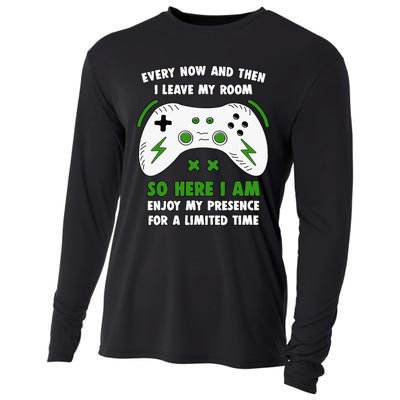 Funny Gamer Every Now And Then I Leave My Room Gaming Cooling Performance Long Sleeve Crew